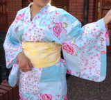 Yukata Rosa azul